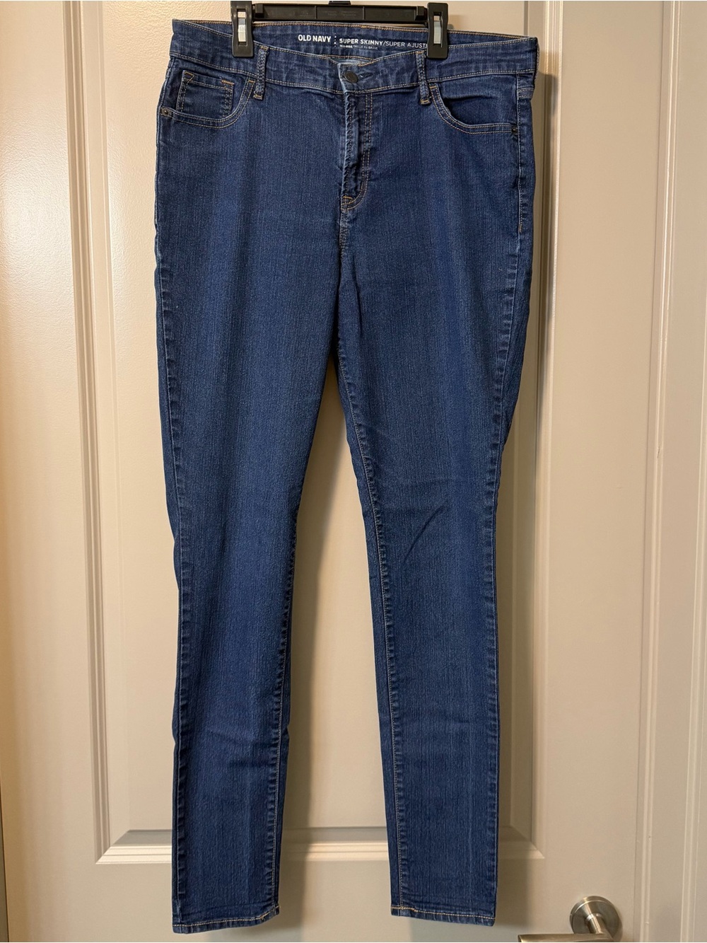 Old Navy Mid Rise Super Skinny Jeans 14 Tall Dark/Medium Wash  Cotton Blend